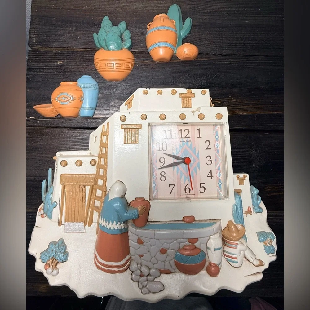 1995 Burwood Homco Southwest Clock & Wall Decor